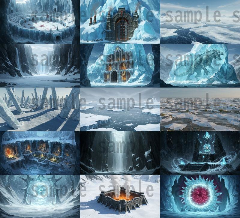 【67種類】極寒地帯 ファンタジー背景イラスト【著作権フリー素材】風景画像