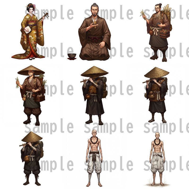 【46種152枚】戦国時代 立ち絵【著作権フリー素材】江戸時代/侍・忍者・大名など46種!