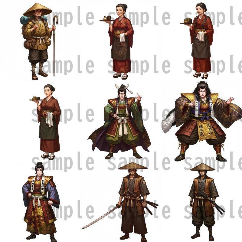 【46種152枚】戦国時代 立ち絵【著作権フリー素材】江戸時代/侍・忍者・大名など46種!