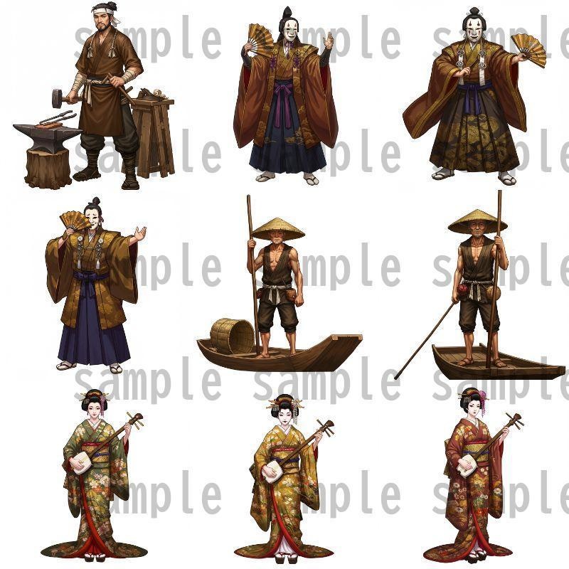 【46種152枚】戦国時代 立ち絵【著作権フリー素材】江戸時代/侍・忍者・大名など46種!