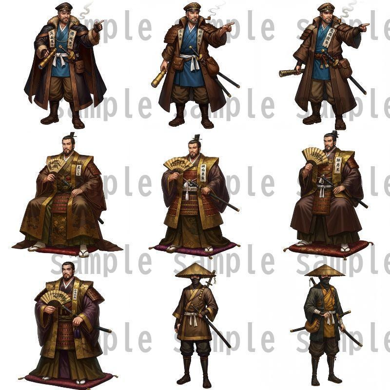 【46種152枚】戦国時代 立ち絵【著作権フリー素材】江戸時代/侍・忍者・大名など46種!