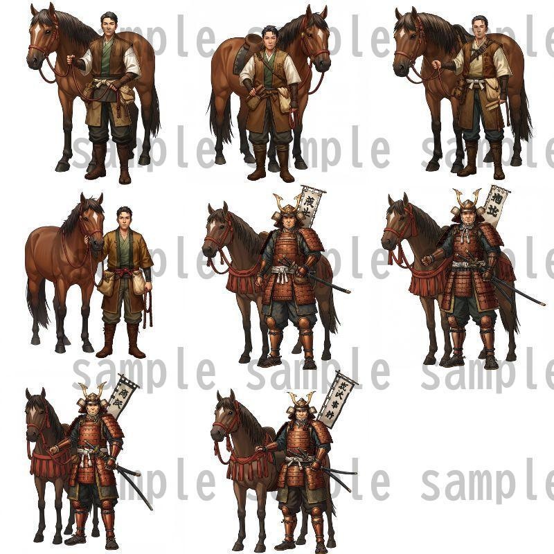 【46種152枚】戦国時代 立ち絵【著作権フリー素材】江戸時代/侍・忍者・大名など46種!