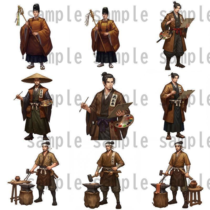 【46種152枚】戦国時代 立ち絵【著作権フリー素材】江戸時代/侍・忍者・大名など46種!