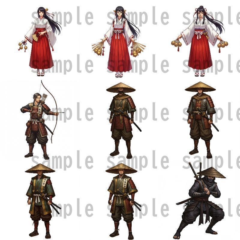 【46種152枚】戦国時代 立ち絵【著作権フリー素材】江戸時代/侍・忍者・大名など46種!