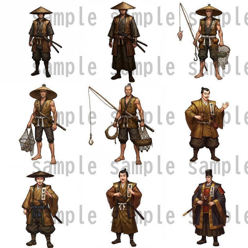 【46種152枚】戦国時代 立ち絵【著作権フリー素材】江戸時代/侍・忍者・大名など46種!