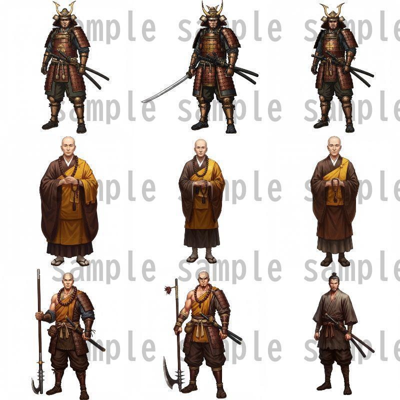 【46種152枚】戦国時代 立ち絵【著作権フリー素材】江戸時代/侍・忍者・大名など46種!
