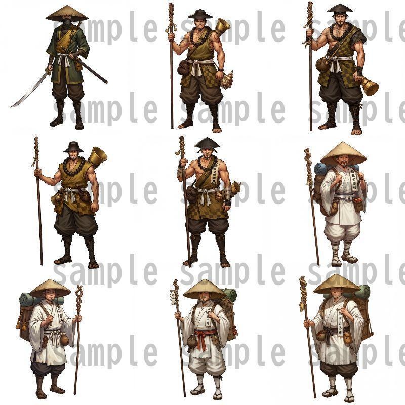 【46種152枚】戦国時代 立ち絵【著作権フリー素材】江戸時代/侍・忍者・大名など46種!