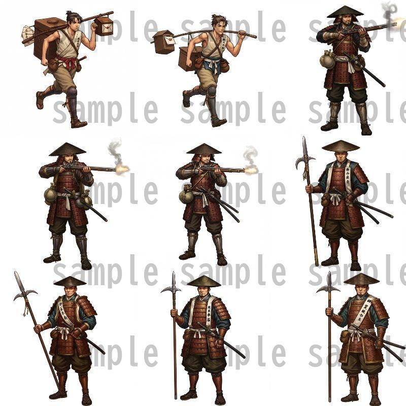 【46種152枚】戦国時代 立ち絵【著作権フリー素材】江戸時代/侍・忍者・大名など46種!