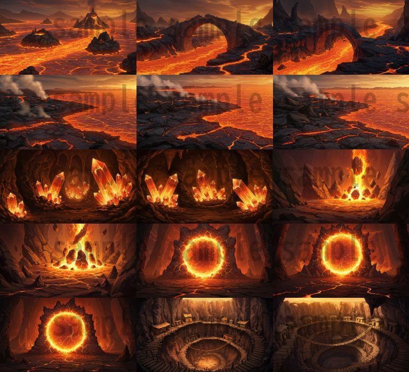 【164枚】火山地帯 ファンター背景イラスト【著作権フリー素材】風景画像