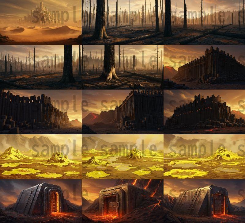 【164枚】火山地帯 ファンター背景イラスト【著作権フリー素材】風景画像