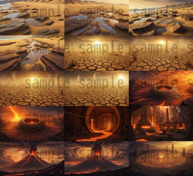 【164枚】火山地帯 ファンター背景イラスト【著作権フリー素材】風景画像