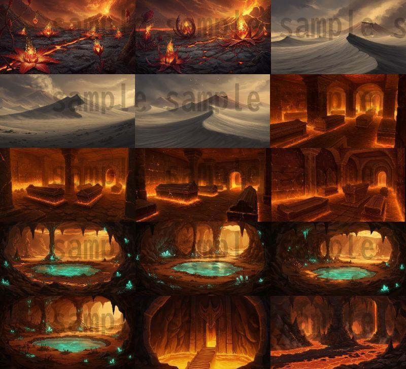 【164枚】火山地帯 ファンター背景イラスト【著作権フリー素材】風景画像