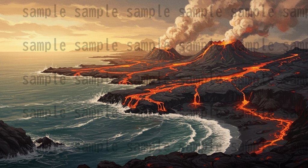 【164枚】火山地帯 ファンター背景イラスト【著作権フリー素材】風景画像