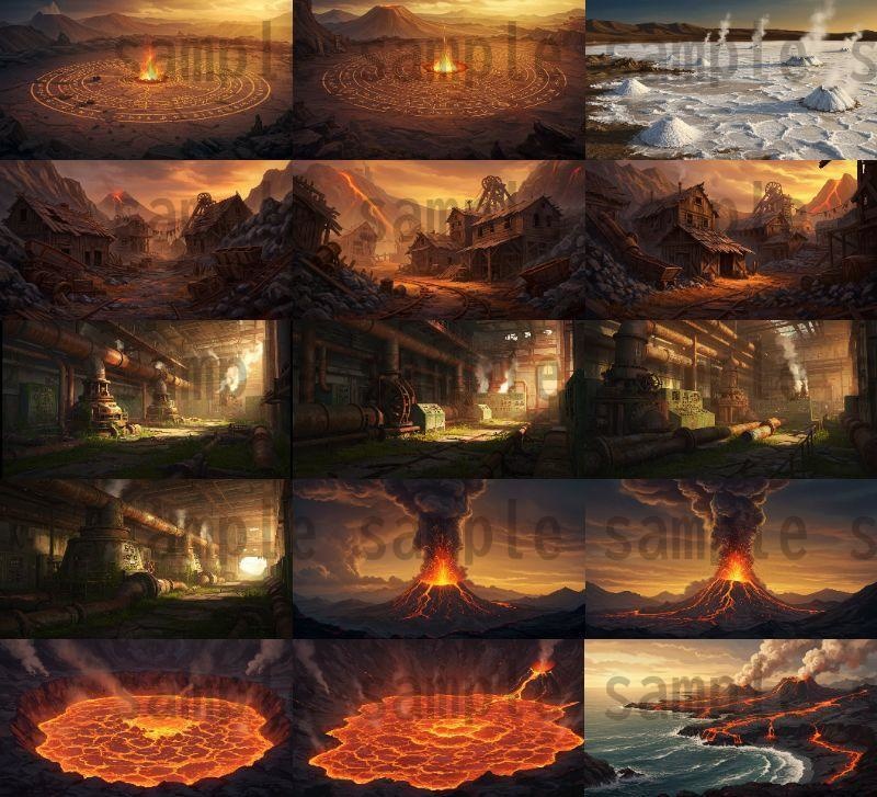 【164枚】火山地帯 ファンター背景イラスト【著作権フリー素材】風景画像