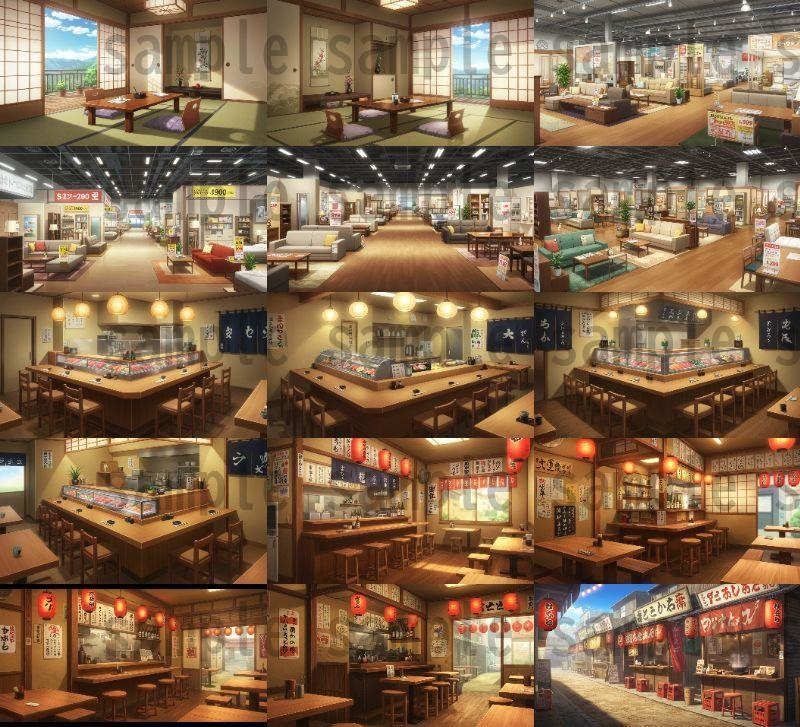 【105種420枚】店舗内背景イラスト【著作権フリー素材】店内画像