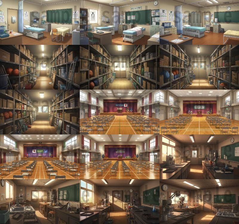 【600枚】学校関連 背景イラスト【著作権フリー素材】教室・校内・グランド等の風景画像