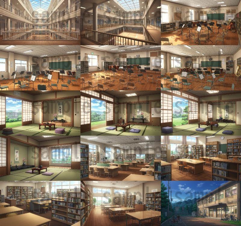 【600枚】学校関連 背景イラスト【著作権フリー素材】教室・校内・グランド等の風景画像