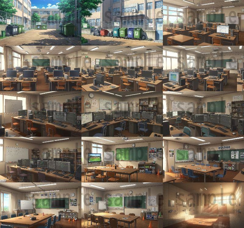 【600枚】学校関連 背景イラスト【著作権フリー素材】教室・校内・グランド等の風景画像