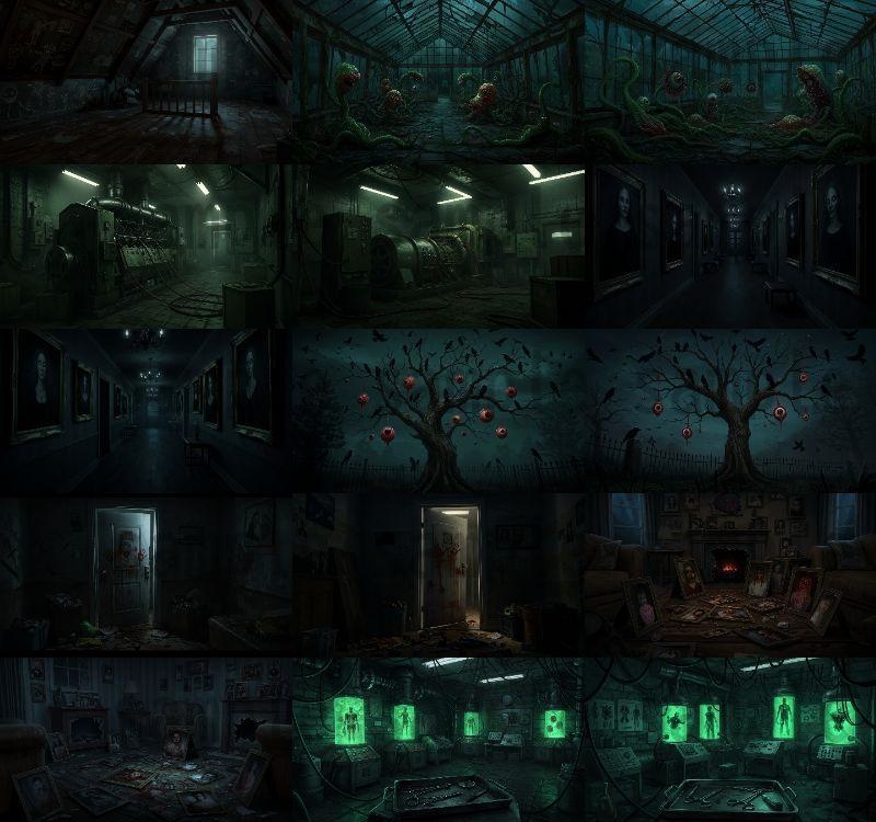 【151枚】ホラー系洋館背景イラスト【著作権フリー素材】怖い風景画