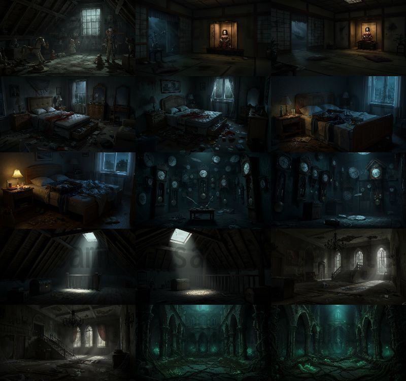 【151枚】ホラー系洋館背景イラスト【著作権フリー素材】怖い風景画