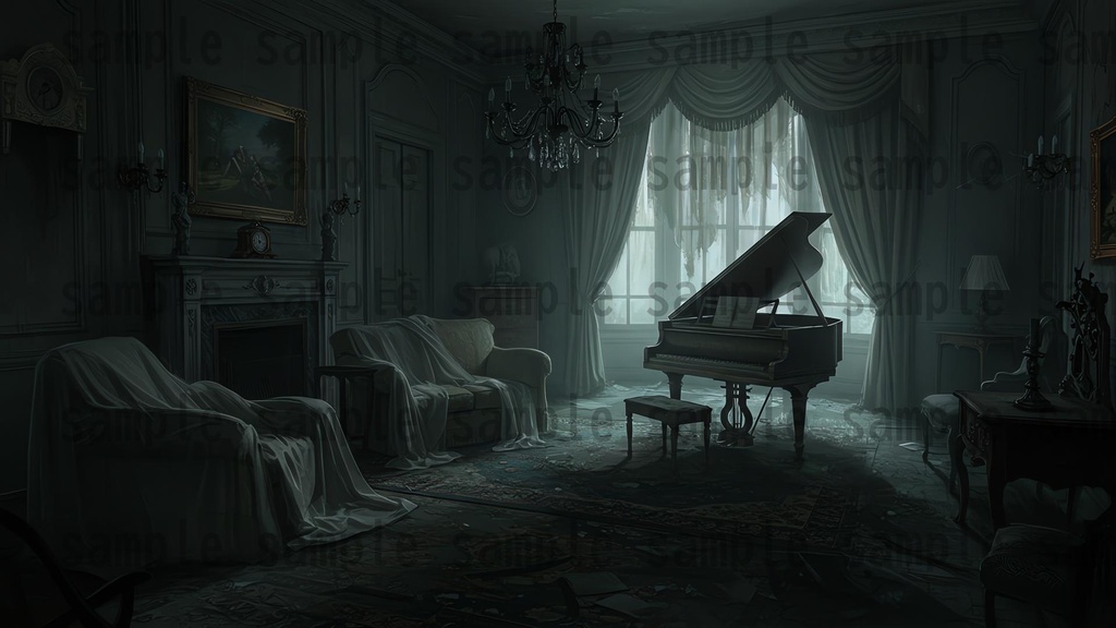 【151枚】ホラー系洋館背景イラスト【著作権フリー素材】怖い風景画