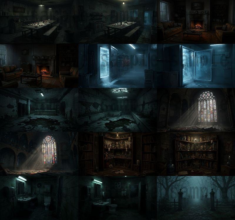 【151枚】ホラー系洋館背景イラスト【著作権フリー素材】怖い風景画