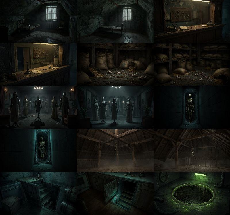 【151枚】ホラー系洋館背景イラスト【著作権フリー素材】怖い風景画