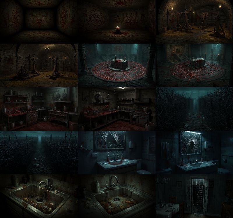 【151枚】ホラー系洋館背景イラスト【著作権フリー素材】怖い風景画