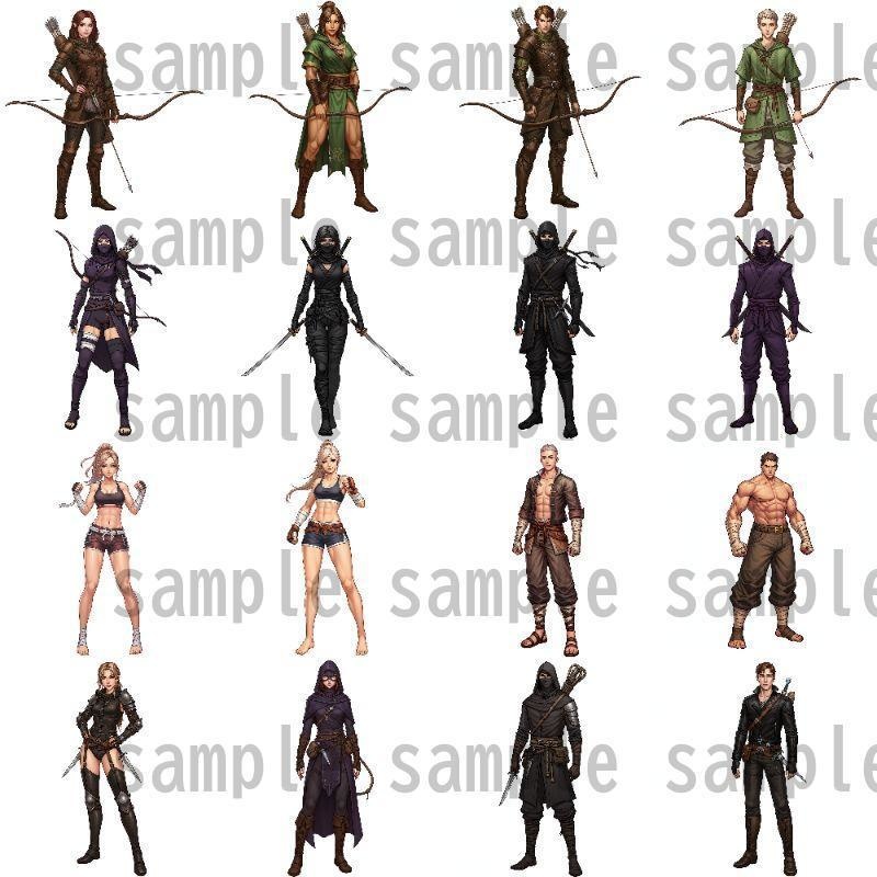 【96枚】ファンタジーRPG職業立ち絵 24種の職業x男女【著作権フリー素材】