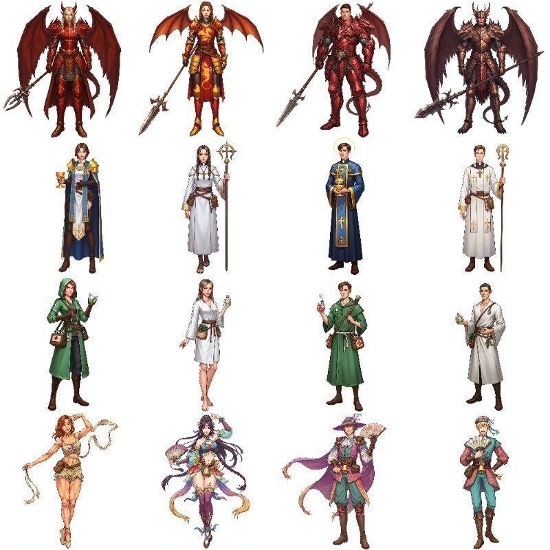 【96枚】ファンタジーRPG職業立ち絵 24種の職業x男女【著作権フリー素材】