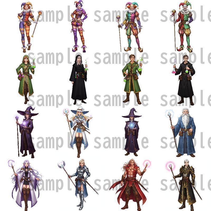 【96枚】ファンタジーRPG職業立ち絵 24種の職業x男女【著作権フリー素材】