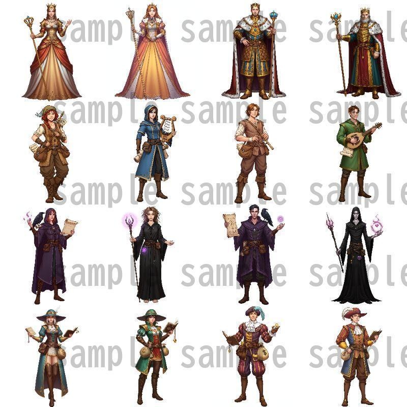 【96枚】ファンタジーRPG職業立ち絵 24種の職業x男女【著作権フリー素材】