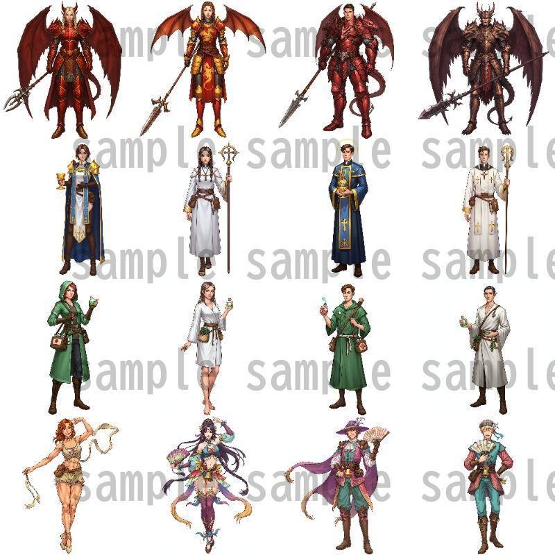 【96枚】ファンタジーRPG職業立ち絵 24種の職業x男女【著作権フリー素材】