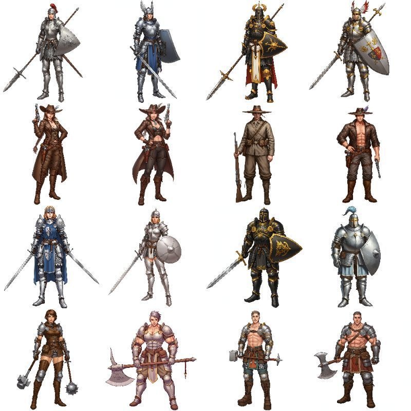 【96枚】ファンタジーRPG職業立ち絵 24種の職業x男女【著作権フリー素材】