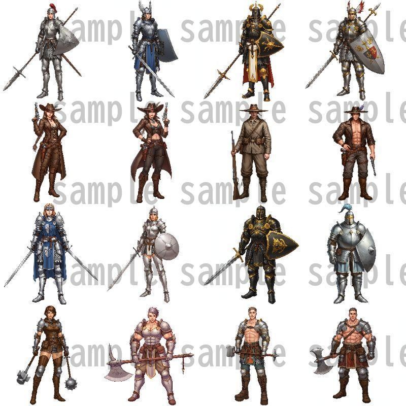 【96枚】ファンタジーRPG職業立ち絵 24種の職業x男女【著作権フリー素材】