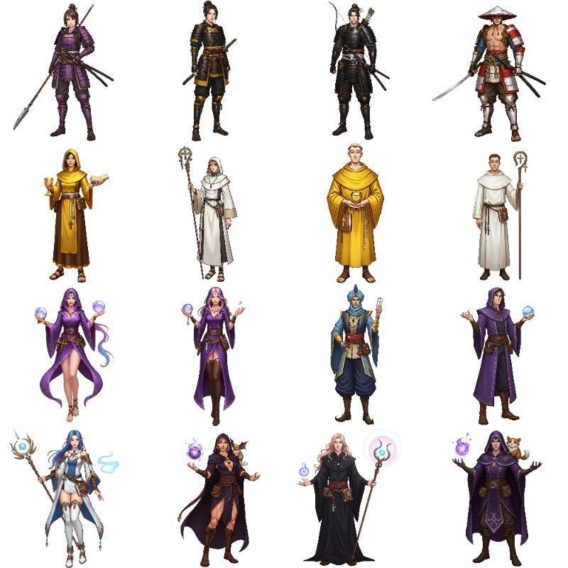 【96枚】ファンタジーRPG職業立ち絵 24種の職業x男女【著作権フリー素材】