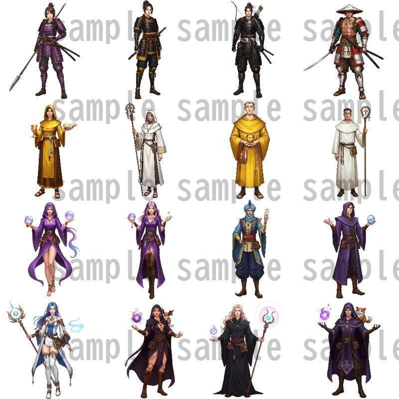 【96枚】ファンタジーRPG職業立ち絵 24種の職業x男女【著作権フリー素材】