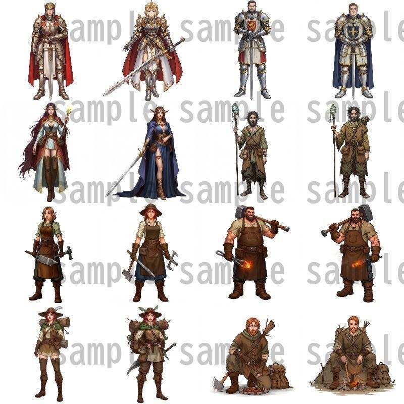 【168枚】ファンタジーRPG NPC立ち絵【著作権フリー素材】街中の人々