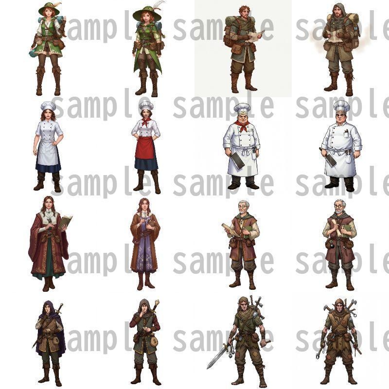 【168枚】ファンタジーRPG NPC立ち絵【著作権フリー素材】街中の人々