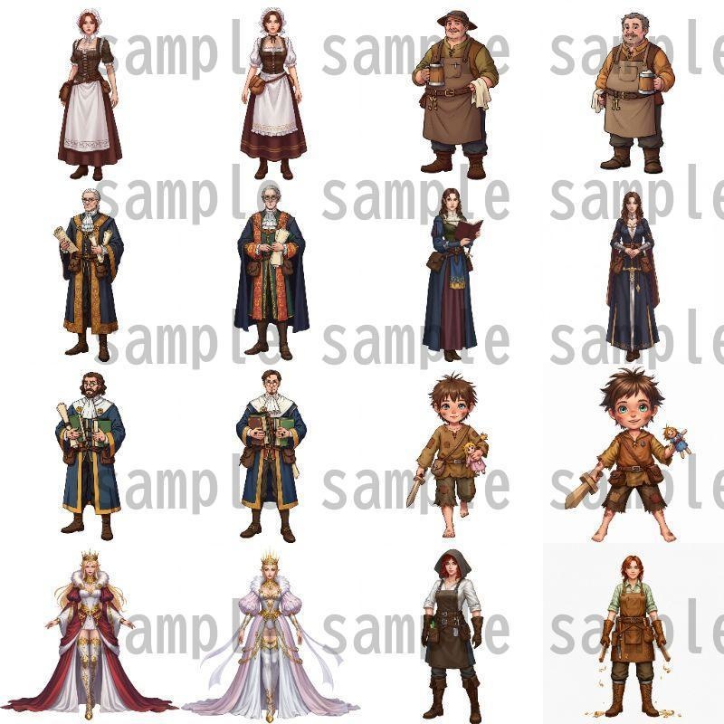 【168枚】ファンタジーRPG NPC立ち絵【著作権フリー素材】街中の人々