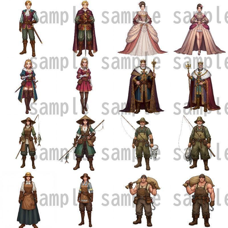 【168枚】ファンタジーRPG NPC立ち絵【著作権フリー素材】街中の人々