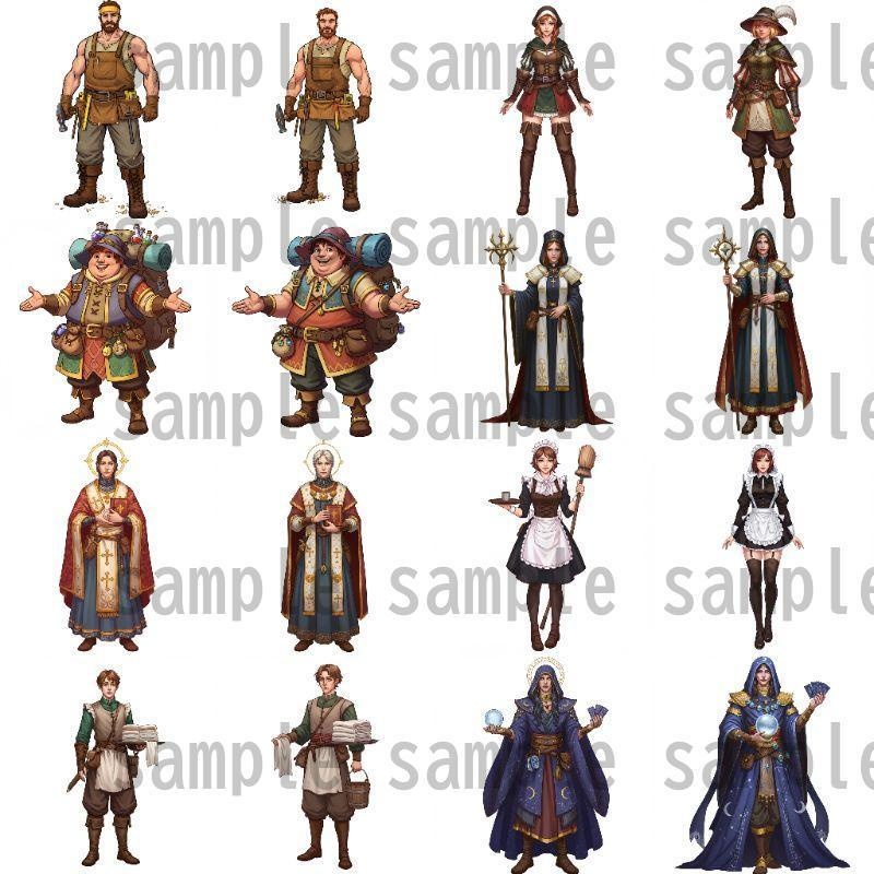 【168枚】ファンタジーRPG NPC立ち絵【著作権フリー素材】街中の人々