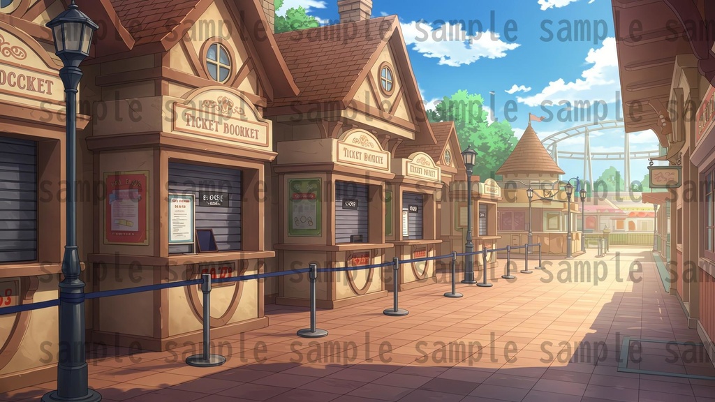 【96枚】遊園地・テーマパーク 背景イラスト/風景画像【著作権フリー素材】