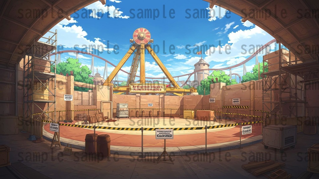 【96枚】遊園地・テーマパーク 背景イラスト/風景画像【著作権フリー素材】