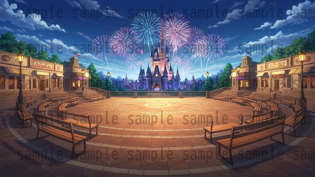 【96枚】遊園地・テーマパーク 背景イラスト/風景画像【著作権フリー素材】