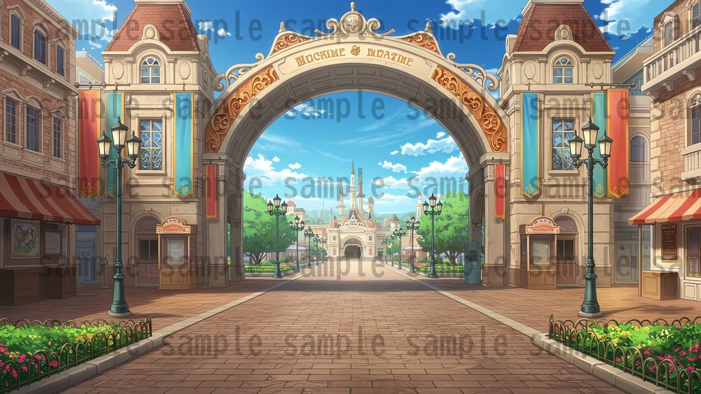 【96枚】遊園地・テーマパーク 背景イラスト/風景画像【著作権フリー素材】