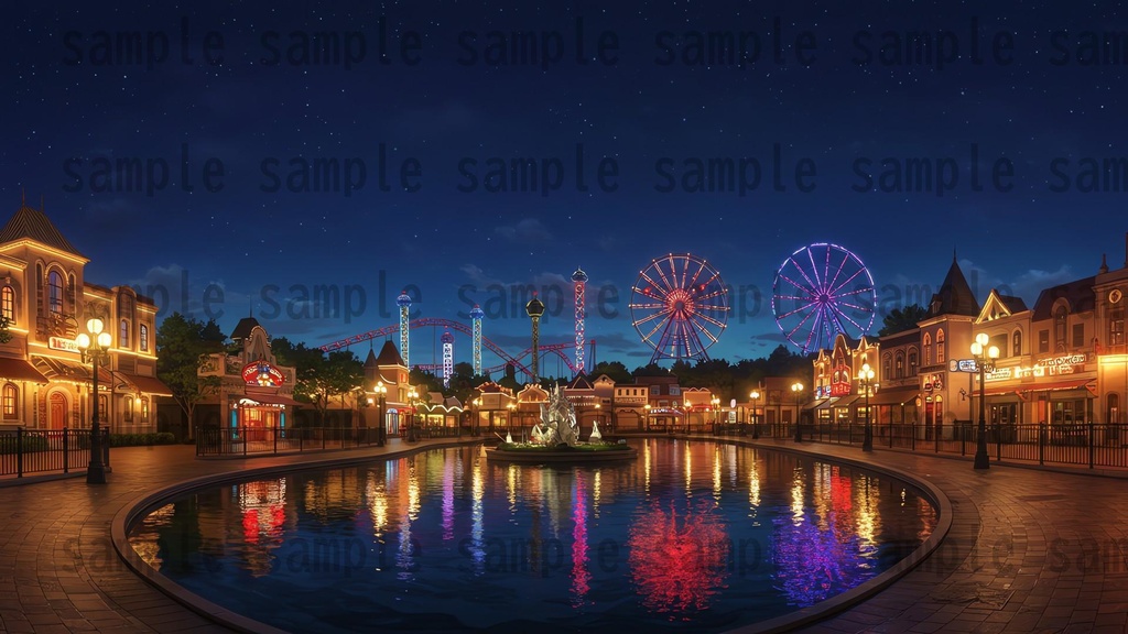 【96枚】遊園地・テーマパーク 背景イラスト/風景画像【著作権フリー素材】