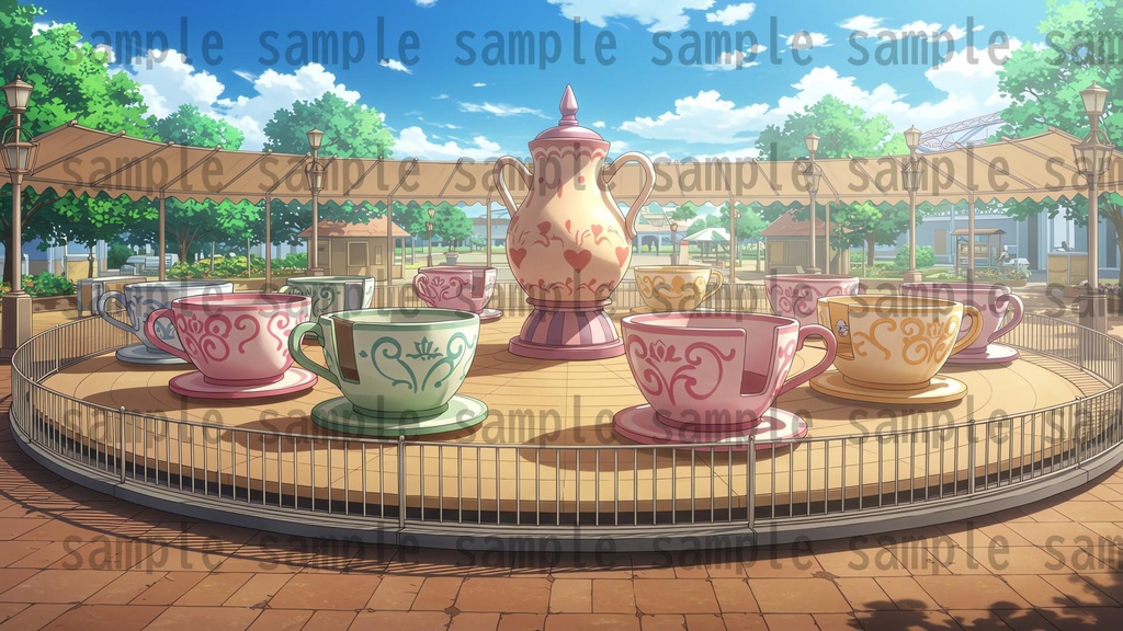 【96枚】遊園地・テーマパーク 背景イラスト/風景画像【著作権フリー素材】