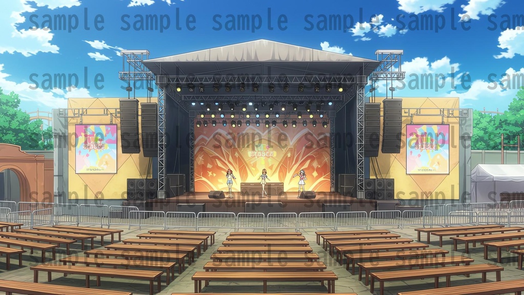 【96枚】遊園地・テーマパーク 背景イラスト/風景画像【著作権フリー素材】