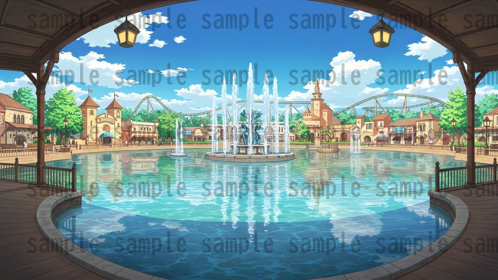 【96枚】遊園地・テーマパーク 背景イラスト/風景画像【著作権フリー素材】